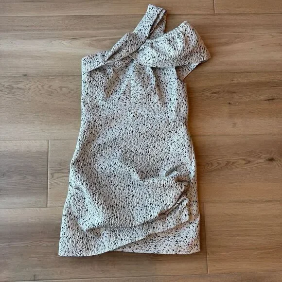 IRO Ophely Pearl White One Shoulder Metallic Mini Dress Medium NWT Cocktail